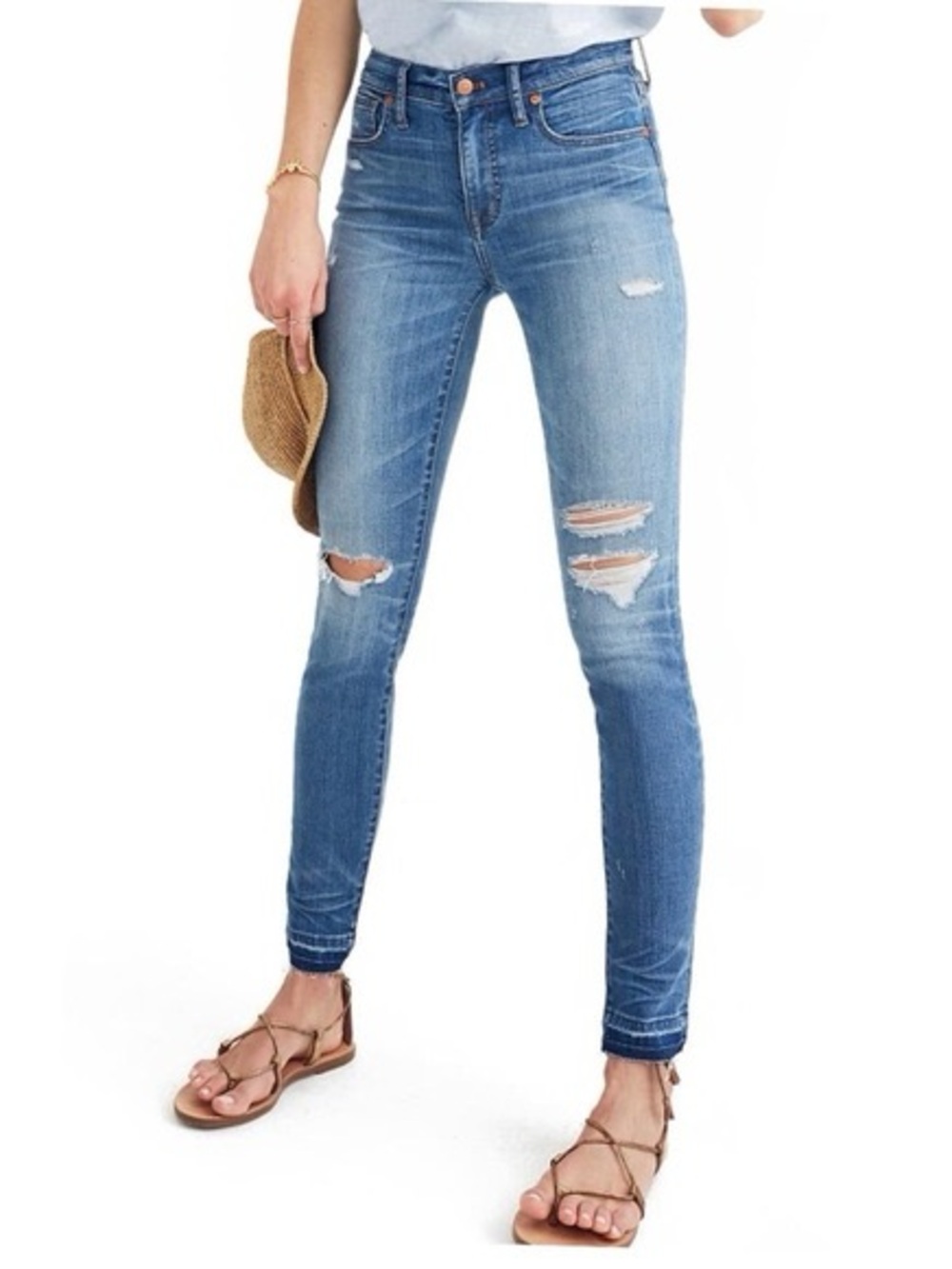 Madewell 10” high rise Light Blue Distressed Skinny Jeans